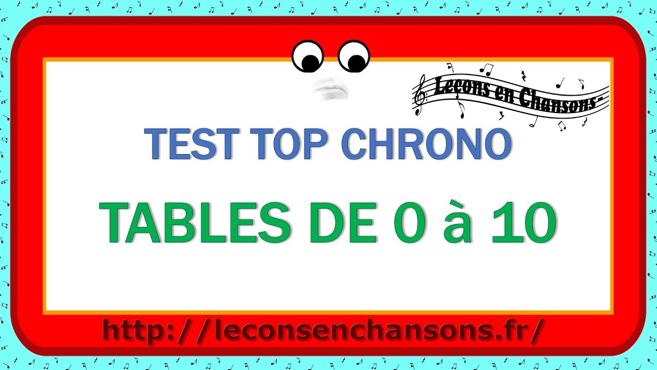Test Top Chrono - Tables de 0 &agrave; 10