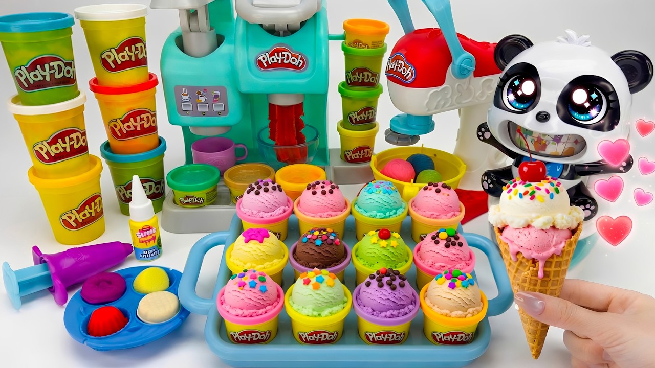 [Toy ASMR] Panda Ice Cream Shop Toy Playset 🍨 뽀로로 아이스크림 가게 장난감 세트 Satisfying Unboxing