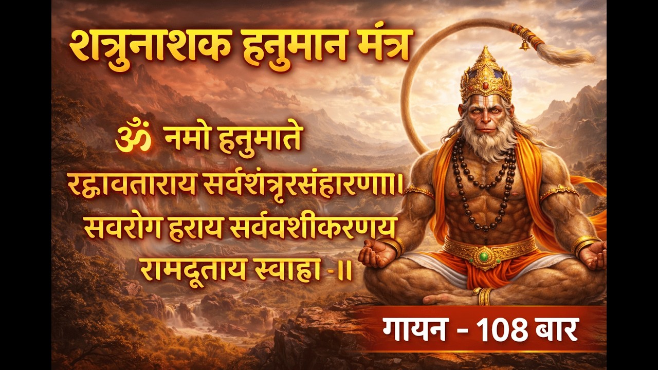 🚩 शत्रु नाशक हनुमान मंत्र  | ॐ नमो हनुमते रुद्रावताराय | 108 बार  शक्तिशाली जाप | सभी शत्रुओं का नाश