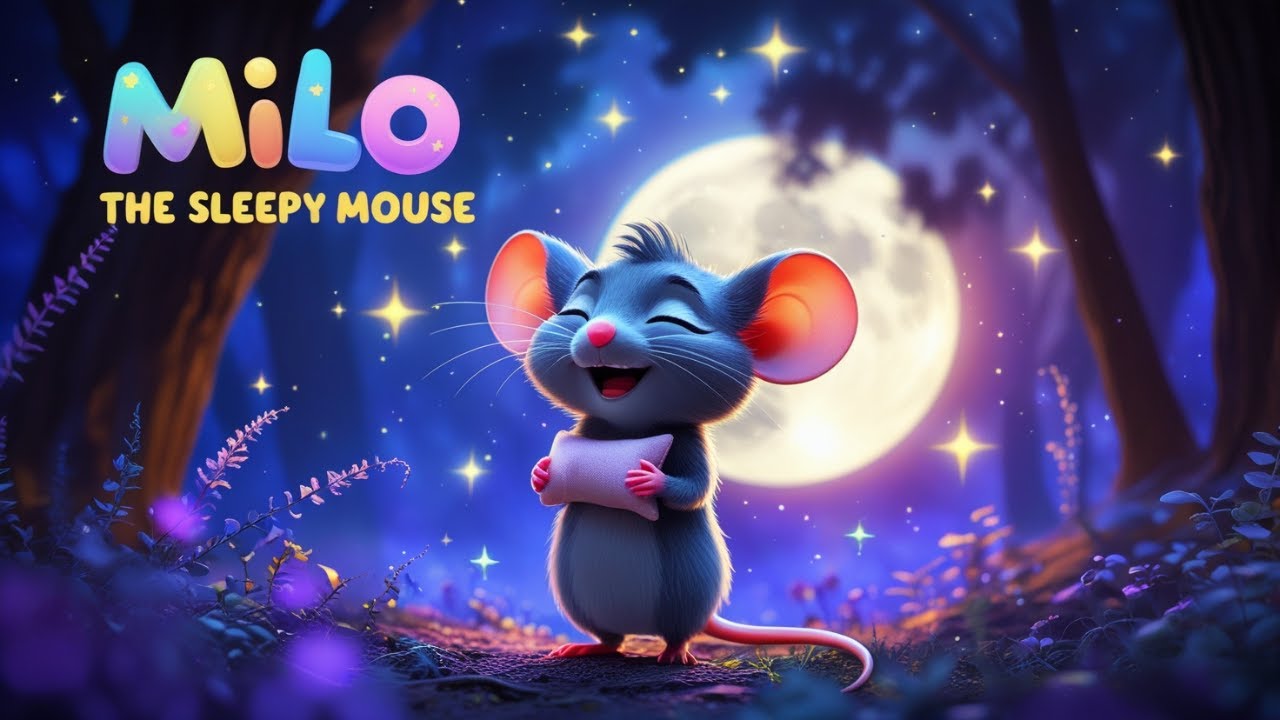 🐭 Milo the Sleepy Mouse | Bedtime Story for Kids with Calming Music 🌙✨ | Bright Bunnies
