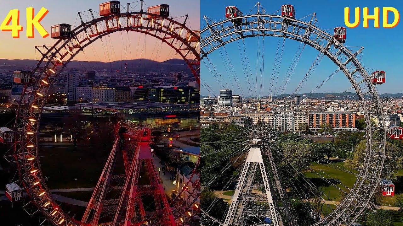 Riesenrad Wien Day & Night Amusement Park Prater Drone City Tour [4K] - Airdynamics Vienna, Austria