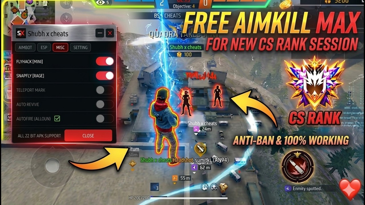 FREE AIMKILL OB53 💻FREE FIRE PC PANEL🎯 AIMKILL DOWN + FLY + TELEPORT ANYWHERE | 100% BRUTAL PANEL