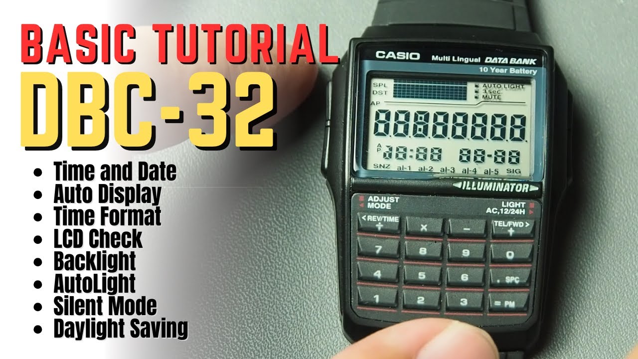 Руководство по настройке Casio DBC32: как установить время, дату, формат, беззвучный режим, подсв...