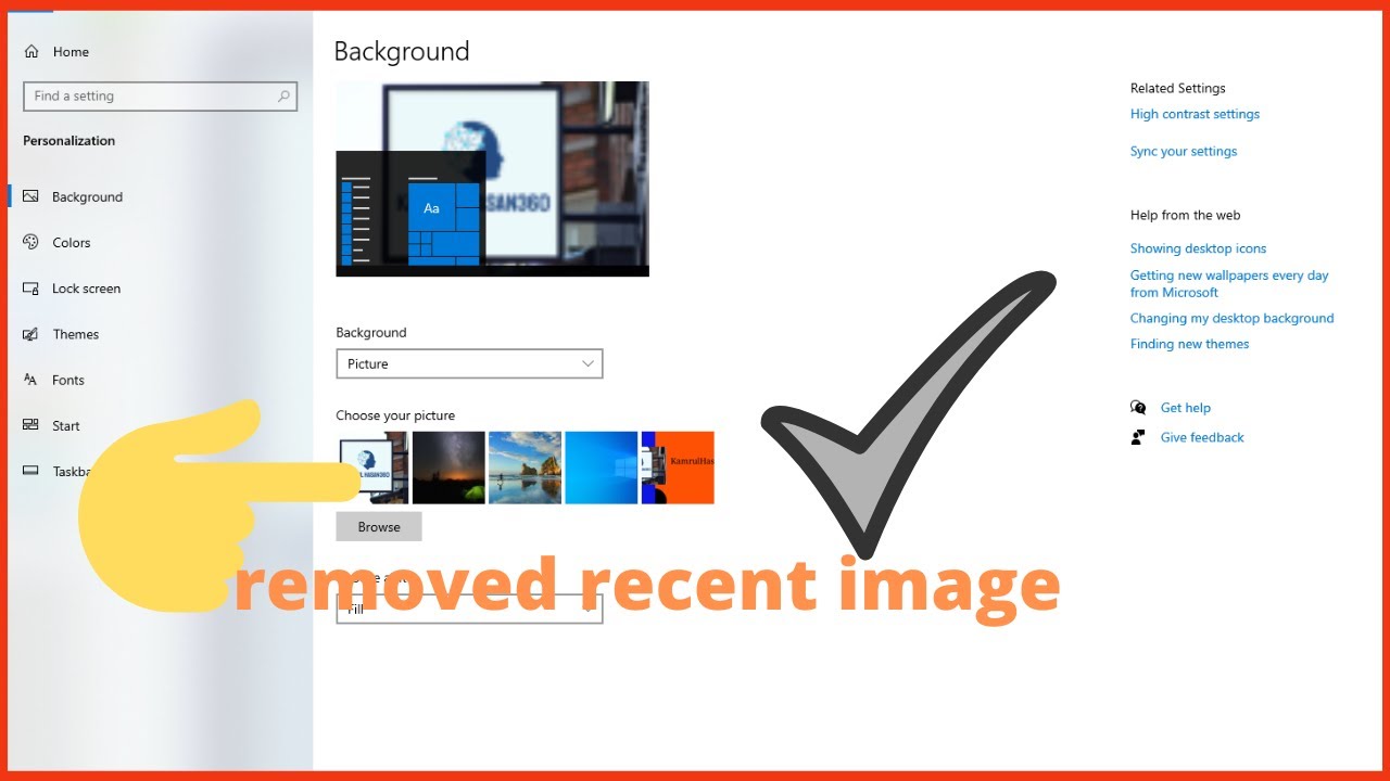 REMOVE RECENTLY USED IMAGES IN DESKTOP BACKGROUND HISTORY   WINDOWS 10 TIPS AND TRICKS