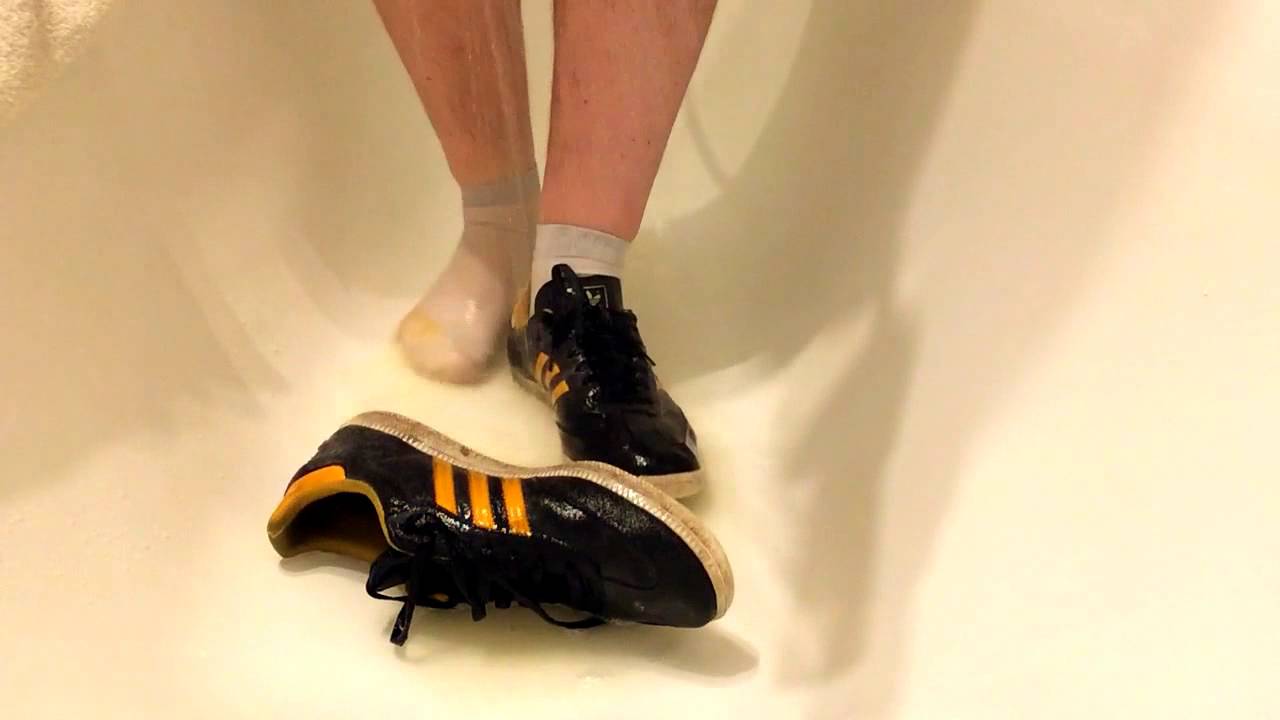 Neighbor shows his WET ADIDAS Sneakers