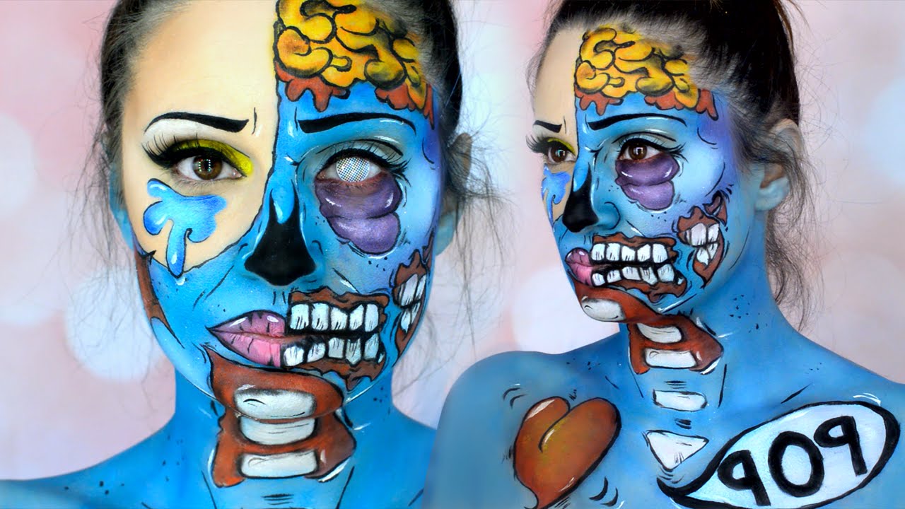 Zombie Pop Art Girl Maquillaje Halloween / Sexy Cartoon Makeup | VFashionland