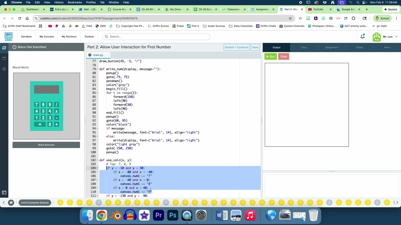 CodeHS Computer Science #904 Part 2: Allow user Interaction for First Number