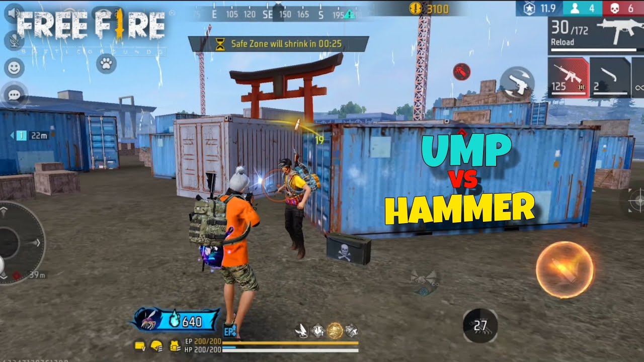 UMP VS HAMMER LAST CIRCLE HARD SITUATION | FREE FIRE