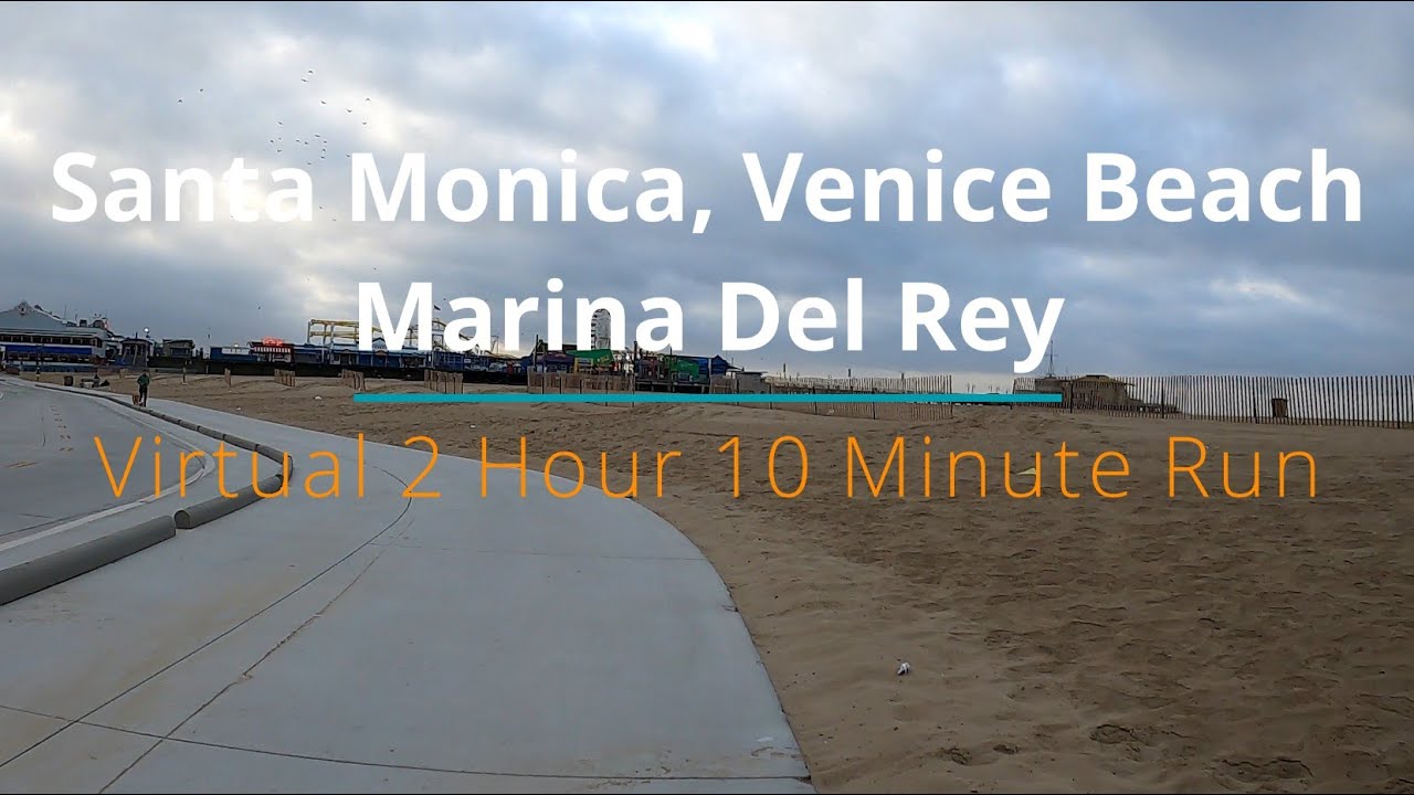 2 hour+ Virtual Treadmill Workout | Santa Monica, Venice Beach, Marina Del Rey Boardwalk and Street