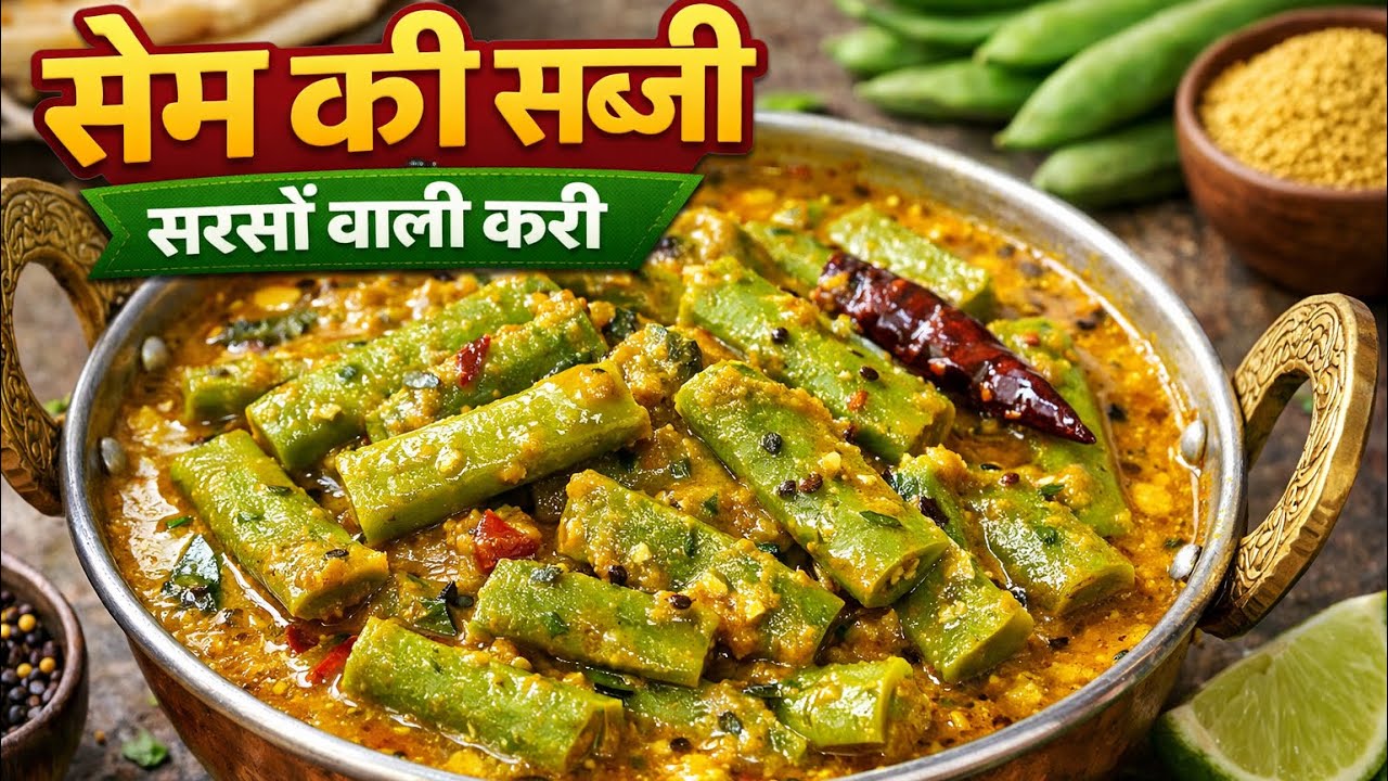 Sem Ki Sabzi in Mustard Curry | Sarson Wali Sem Sabzi Recipe
