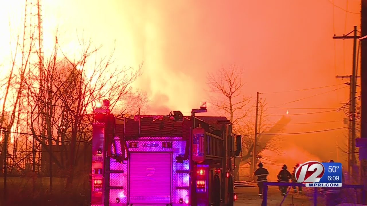 Massive fire rages through eight mill buildings in Pawtucket, Central Falls