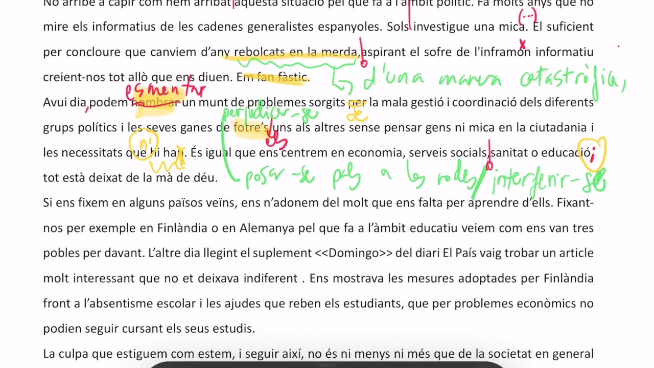 Correcció d'una expressió escrita de creació