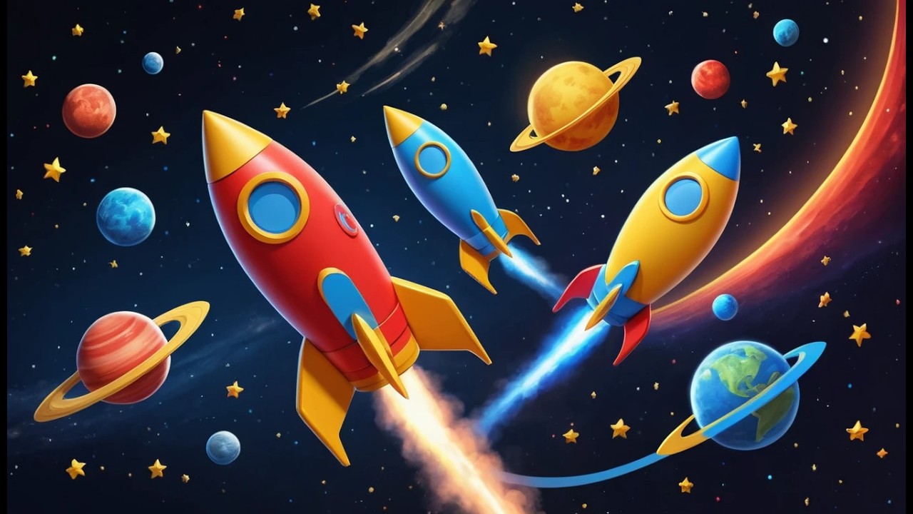 Three Little Toy Rockets Zoom Zoom Zoom | Outer Space Counting Song for Kids