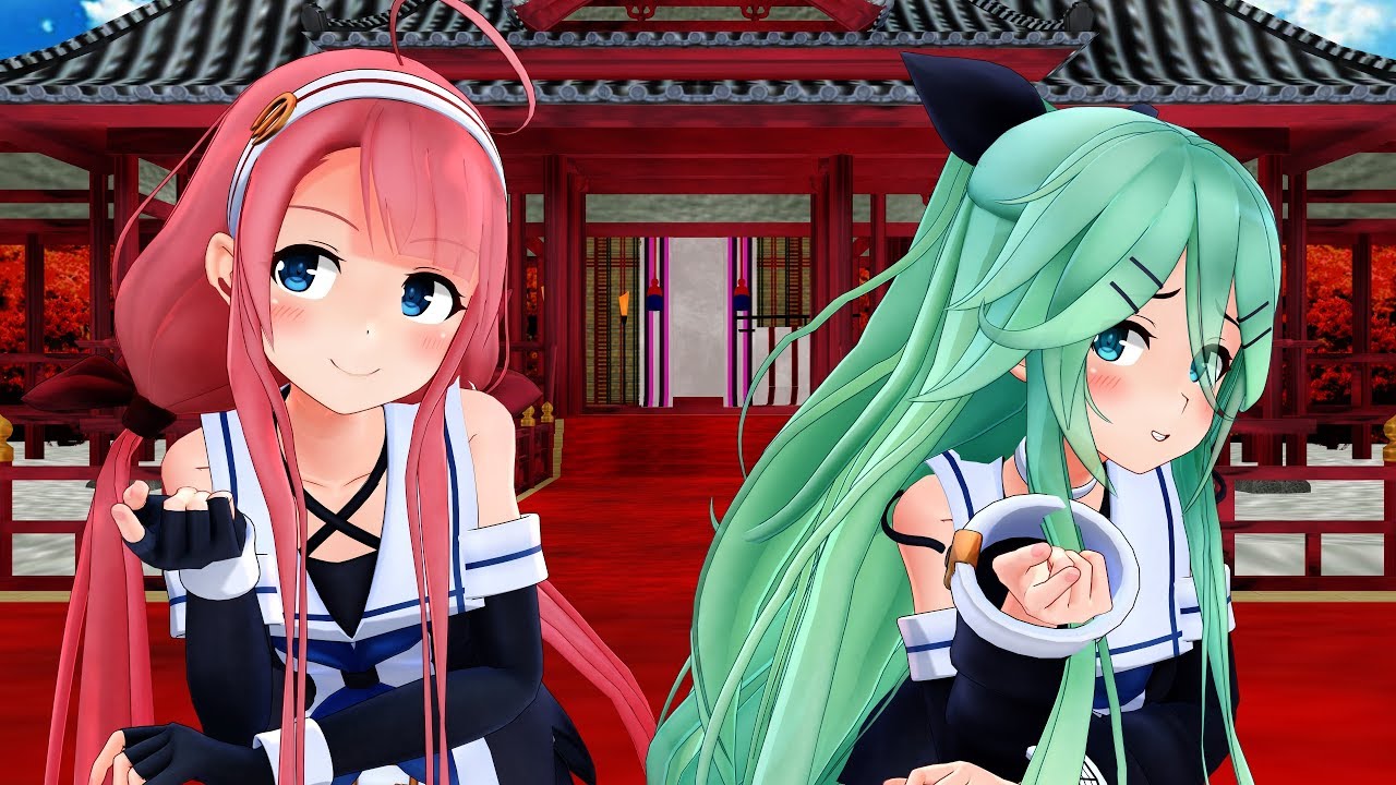 【MMD VR 360 4K 3D】極楽浄土【江風/山風 艦これ】