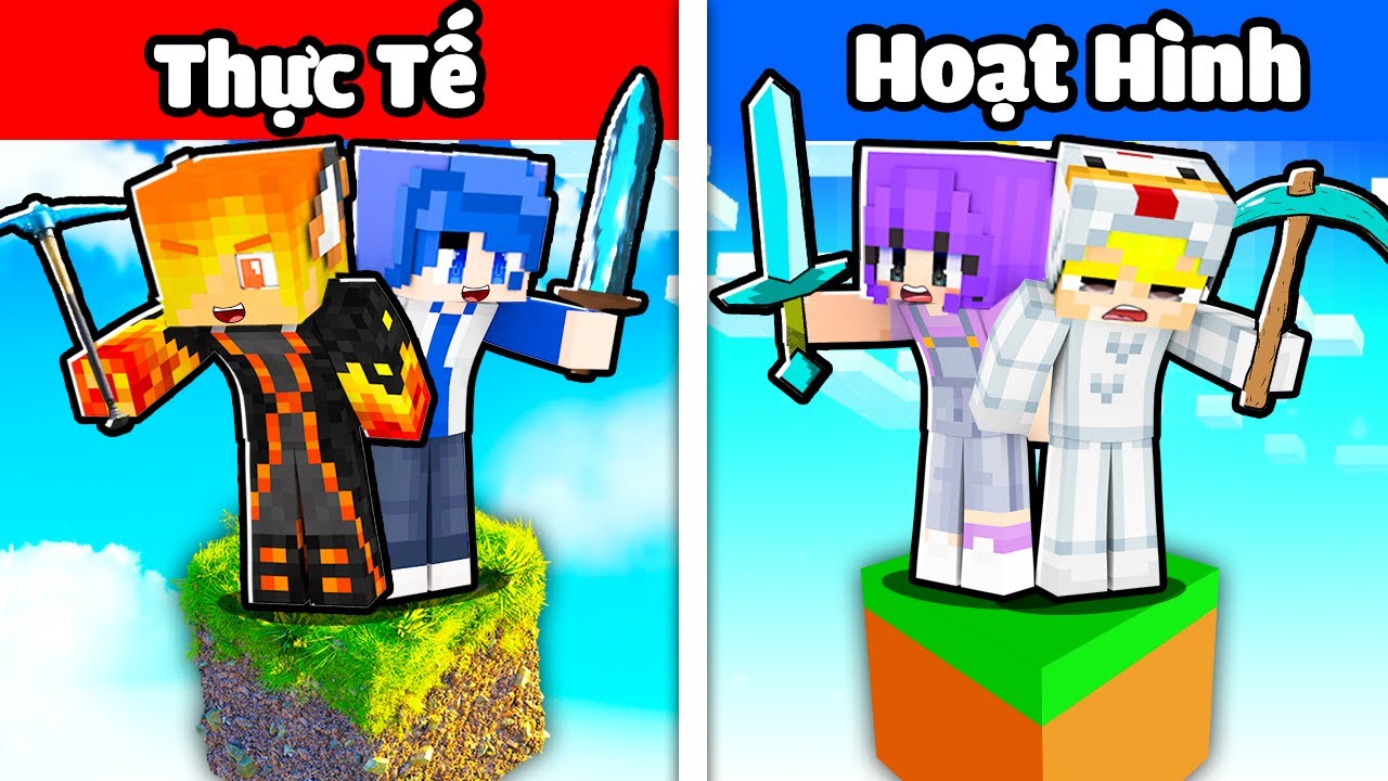 1 Block Si&ecirc;u Thực Tế VS Hoạt H&igrave;nh Trong Minecraft
