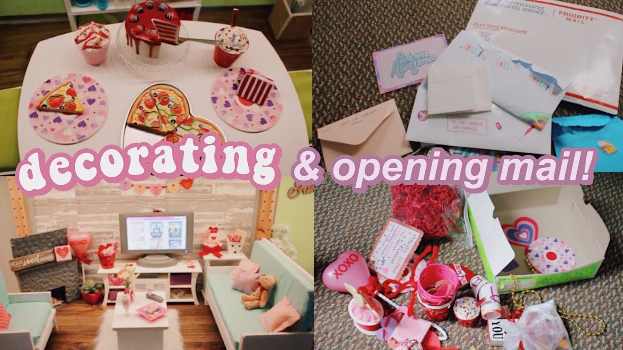 decorating my ag dollhouse for Valentine's Day & opening PO Box mail 3!