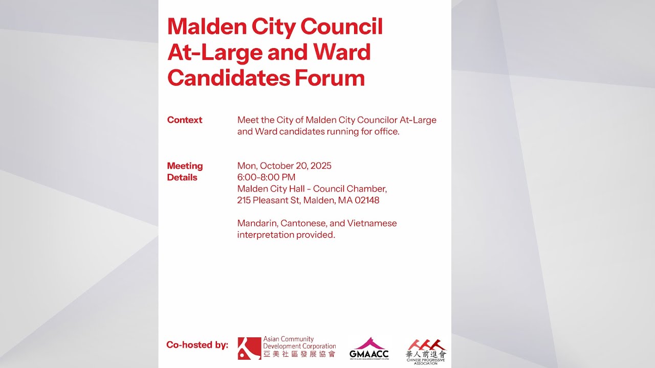 Malden City Council At-Large and Ward Candidates forum