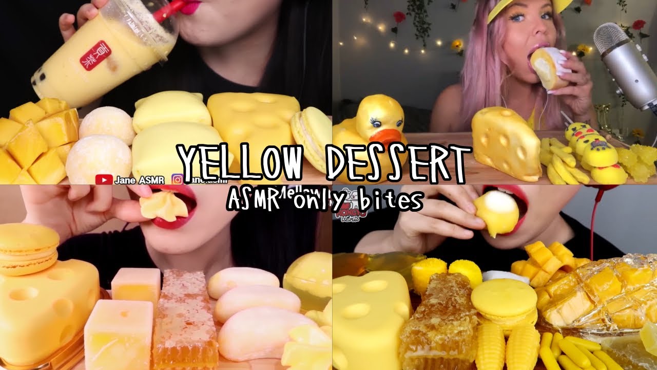 🧀YELLOW DESSERT｜ASMR mukbang compilation bites only