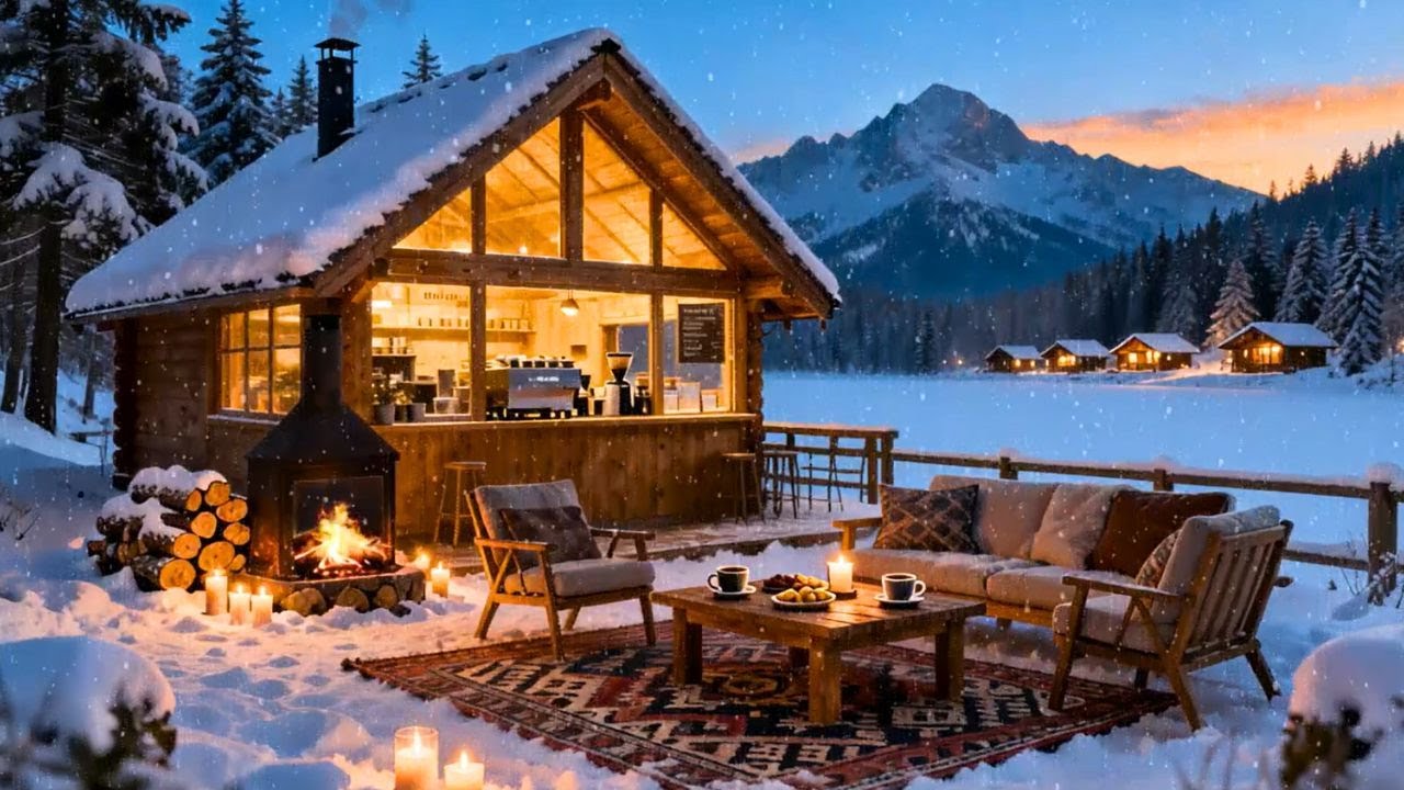 Peaceful Winter Cabin Morning 🎹❄️ Smooth Jazz Piano & Snowfall