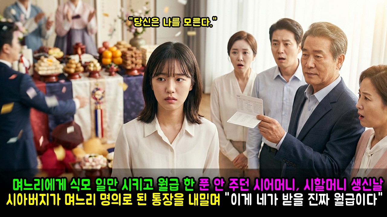 며느리에게 식모 일만 시키고 월급 한 푼 안 주던 시어머니, 시할머니 생신날 시아버지가 며느리 명의로 된 통장을 내밀며 
