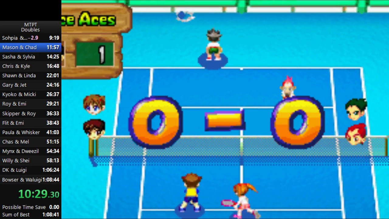 Mario Tennis Power Tour - Doubles Speedrun in 1:06:46 [Current World Record]