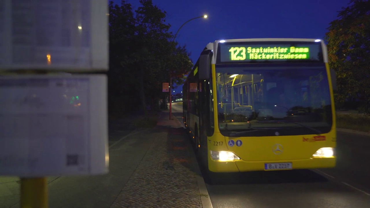 Germany, Berlin, bus 123 night ride from Berliner Großmarkt to  Popitzweg