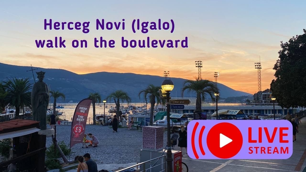 Herceg Novi and Igalo evening walking on the boulevard. 12 september 2023. Montenegro.