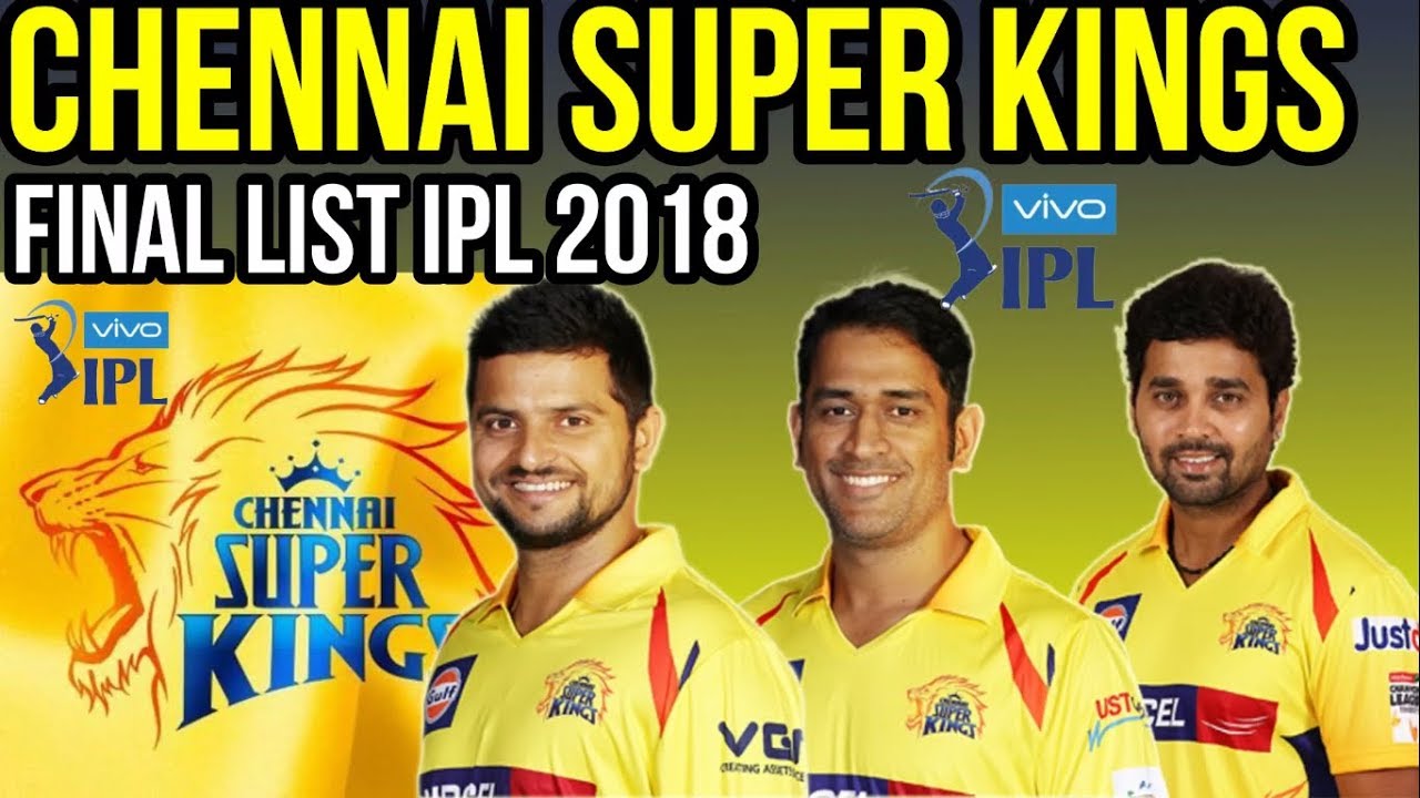 CSK Players List 2018.Ipl Auction 2018.Chennai Supers Kings IPL Squad 2018.IPL XI.
