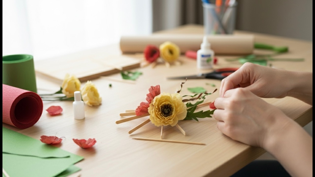 Watch Me Turn Simple Materials into a Beautiful Flower 🌼 | ideas paper flowers