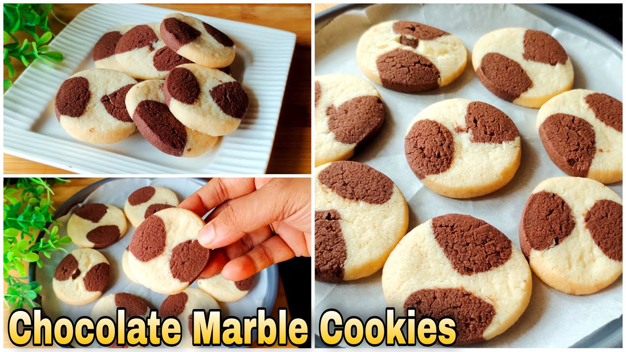Eggless Chocolate Marble Cookies | Crunchy Bakery Cookies At Home | Easy Eggless Cookies Recipe