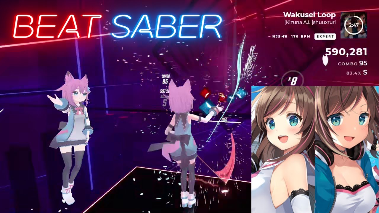 [Beat Saber] Wakusei Loop - Kizuna AI | full body tracking