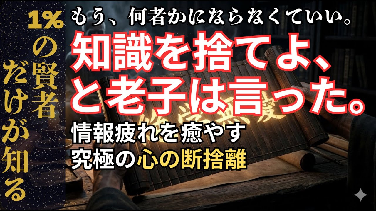 【老子】「学べば学ぶほど不安になる」正体。情報過多の2026年を無敵で生きる『絶学無憂』の教え｜賢者の書斎