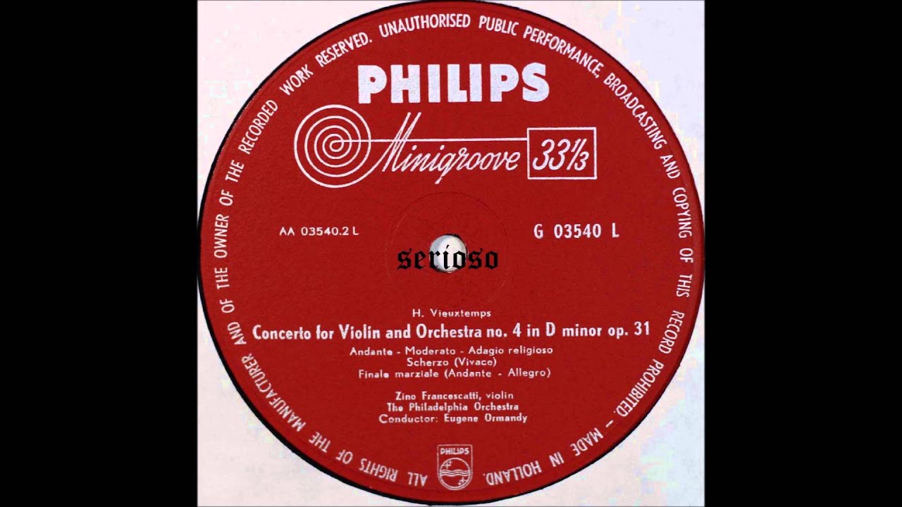 vieuxtemps, Violin Concerto No 4 D Moll Op 31, Francescatti