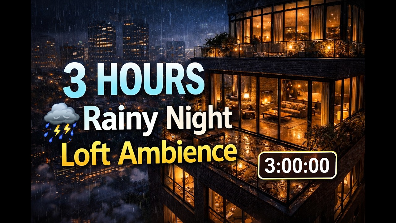 Rainy Night Loft 🌧️ Deep Focus Music | Cozy City Ambience for Work & Study (3 HOURS)