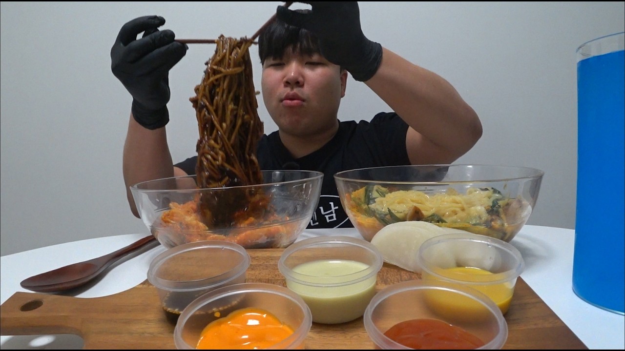 EPIC FEAST! 🍜🍕 Jajangmyeon, Jjamppong & Korean Pizza with 5 Magic Sauces ASMR