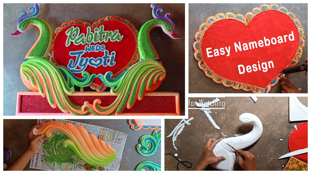 Anyone Can do this type of name board for a wedding / Thermocol craft idea/ art and craft/ #diy