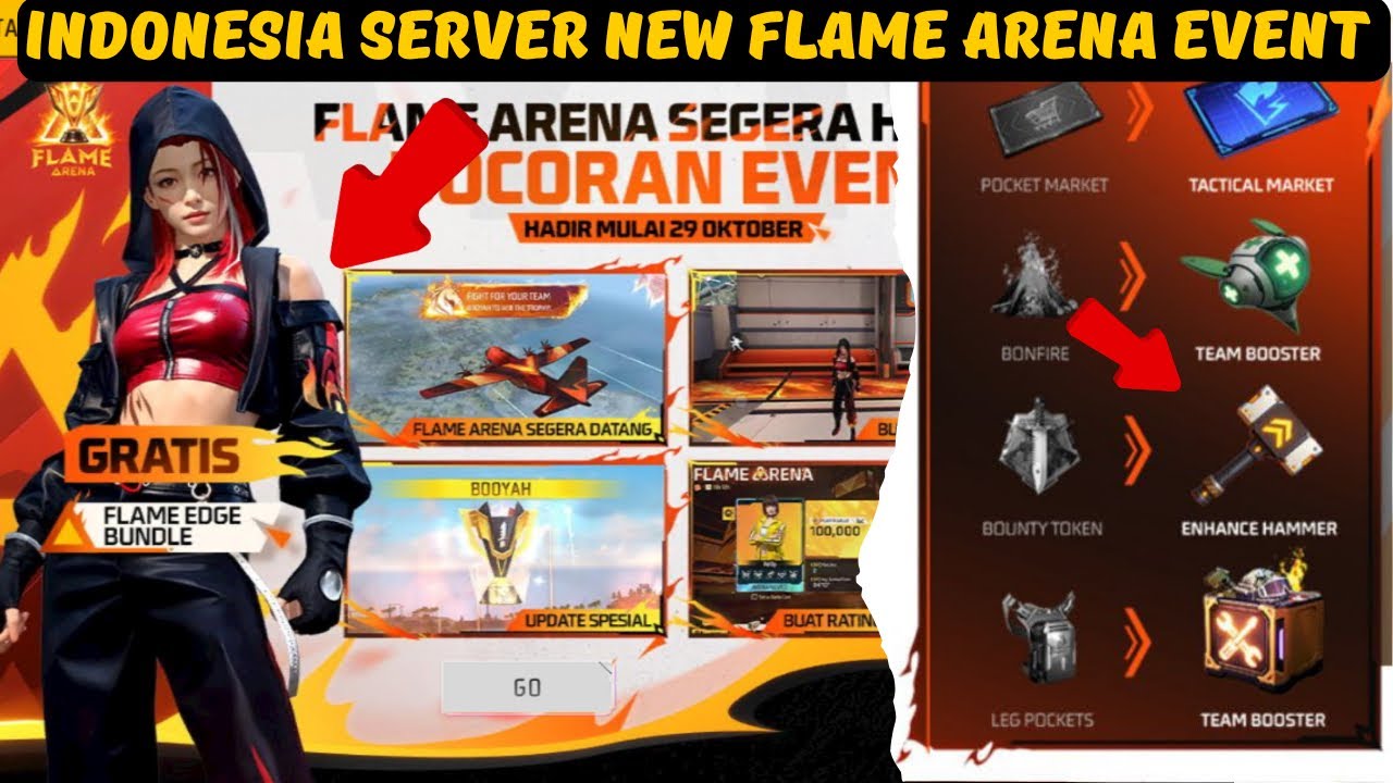 Indonesia server new flame arena event free bundle 🔥 ff indonesia server new event today 🎯