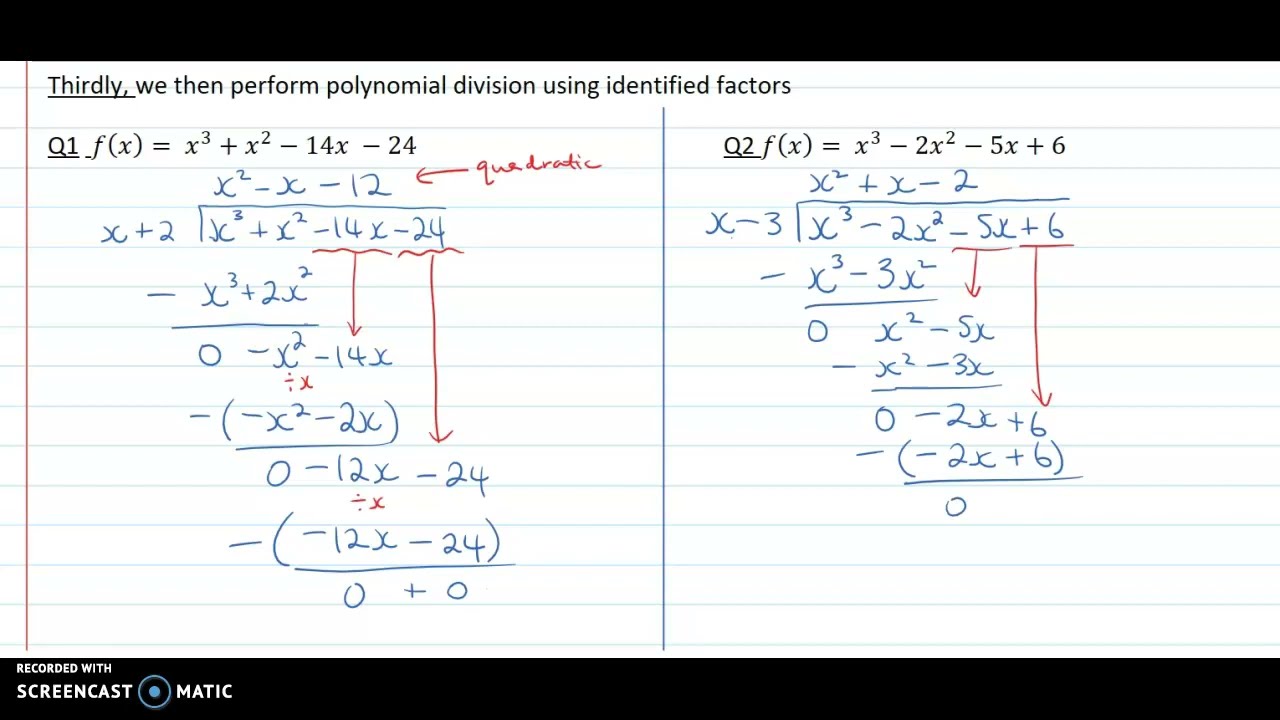 Factorising cubic functions using polynomial division (part 1 of 2)
