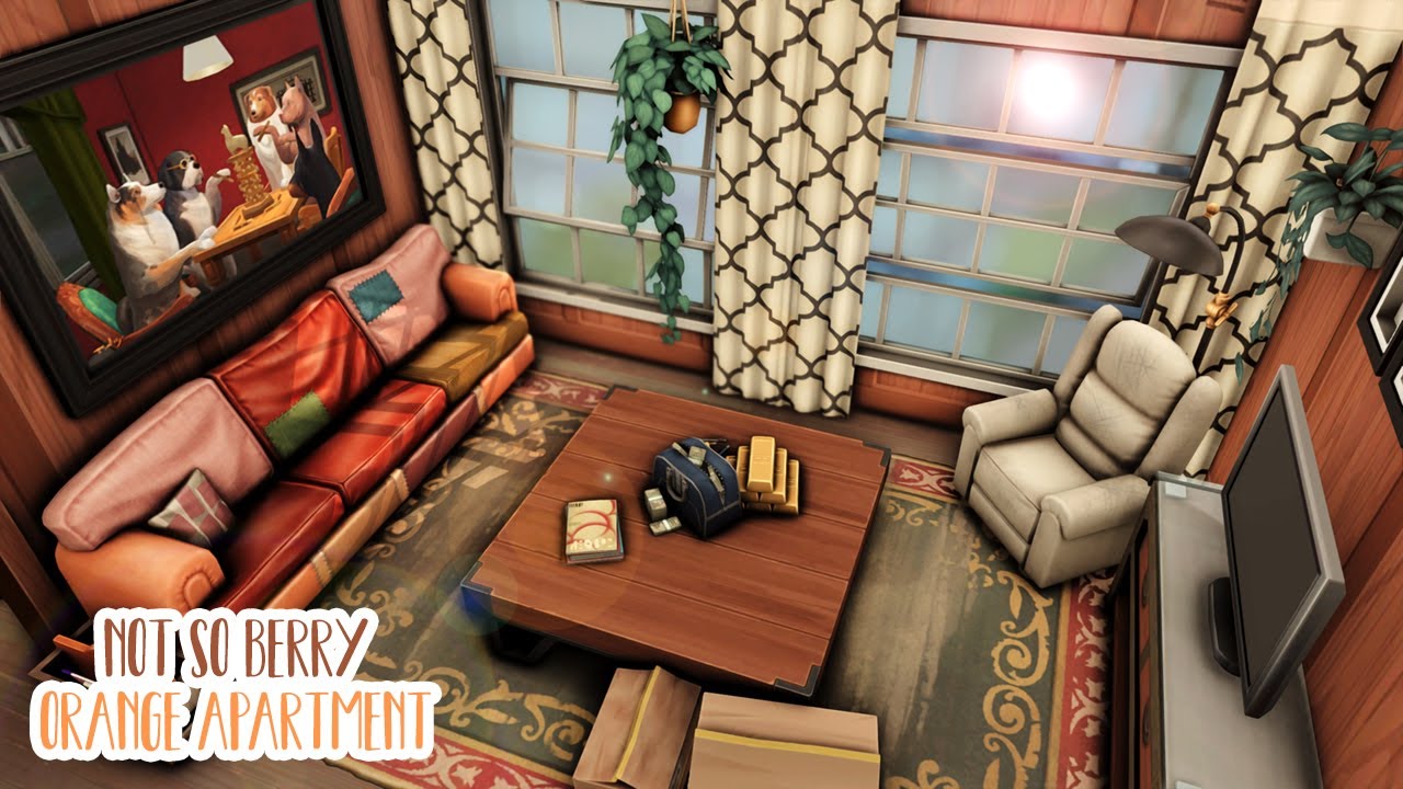 Not So Berry Orange Apartment 🛠💰...(Sims 4 Speed Build)