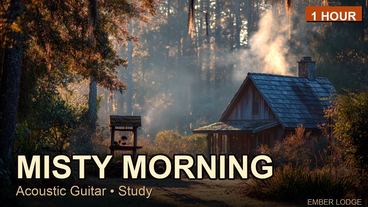 Misty Forest Cabin — Deep Focus Acoustic Guitar (1 Hour)