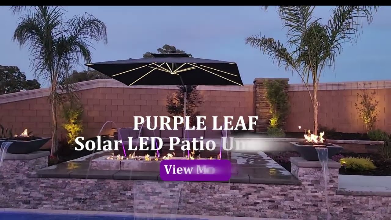 PURPLE LEAF Rectangulr Patio Umbrellas with Lights
