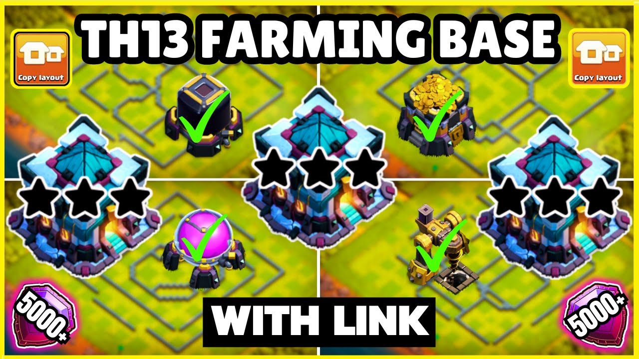 Th13 Top 20 Best Farming Bases With Links || Th13 Farming And Pushing Bases With Copy Link || 2024