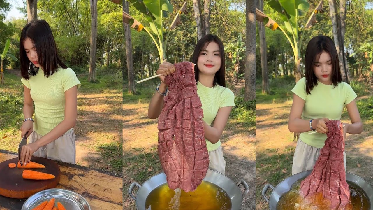 Amazing cooking deep fried beef for curry soup recipe