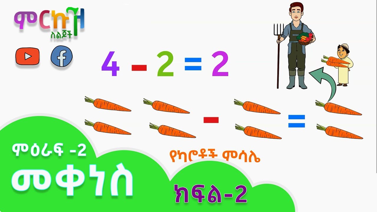 ምዕራፍ-2 እስከ 9 ያሉ መቁጠሪያ ቁጥሮችን መቀነስ ክፍል-2 // ሒሳብ ለ1ኛና ለKG ተማሪዎች // Basic Subtraction for Kids // Part-2