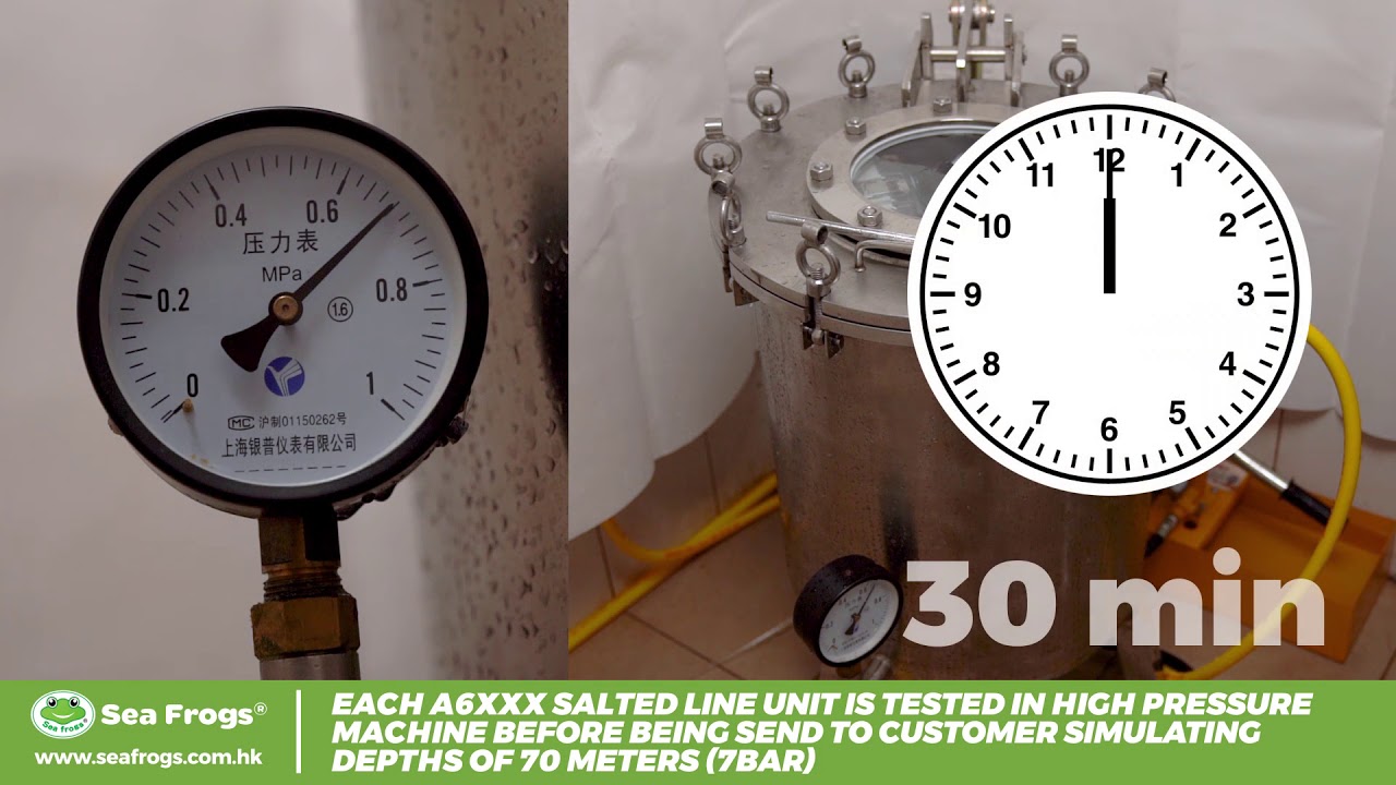 SeaFrogs A6xxx Salted Line units test in high pressure chamber at 7 BAR