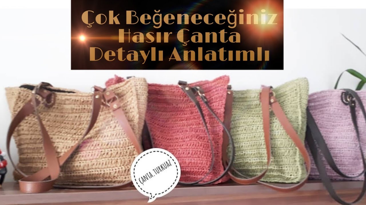 KAĞIT İP İLE YAZLIK HASIR ÇANTA / Kendin Yap / Örgü / Crochet