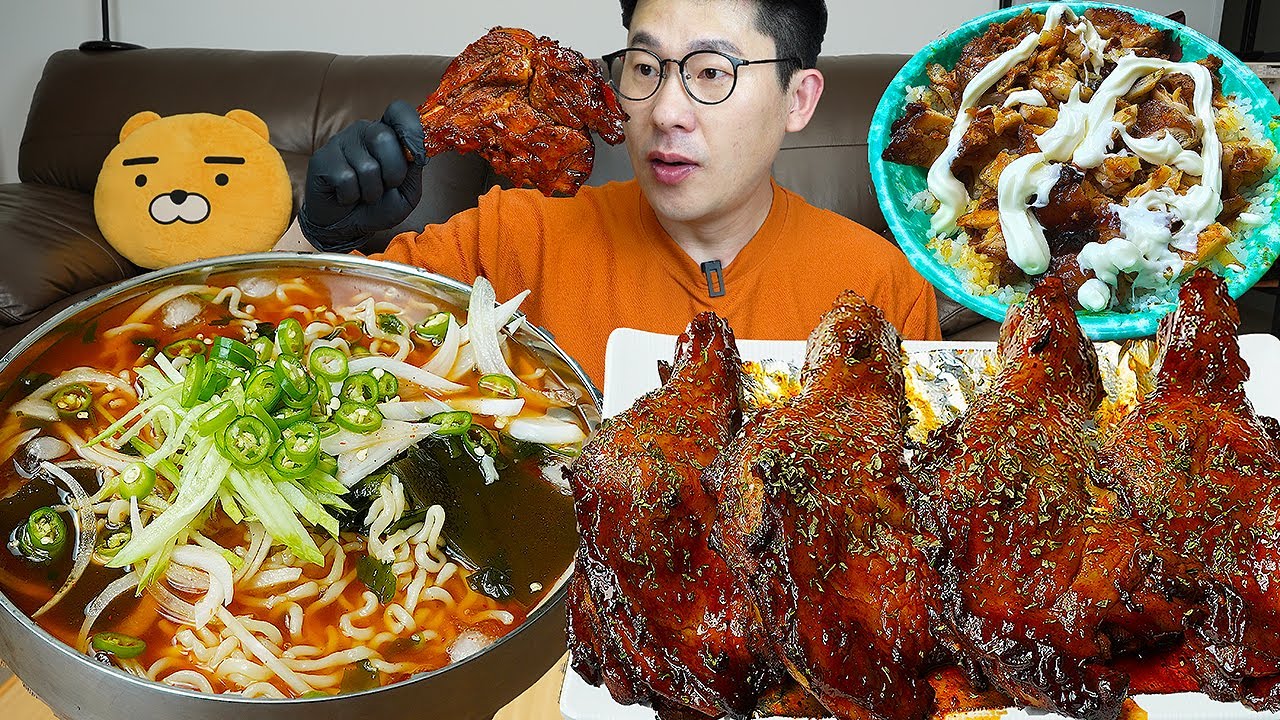 ASMR MUKBANGㅣBBQ Grilled Chicken & Cold NoodlesㅣEATING SHOW
