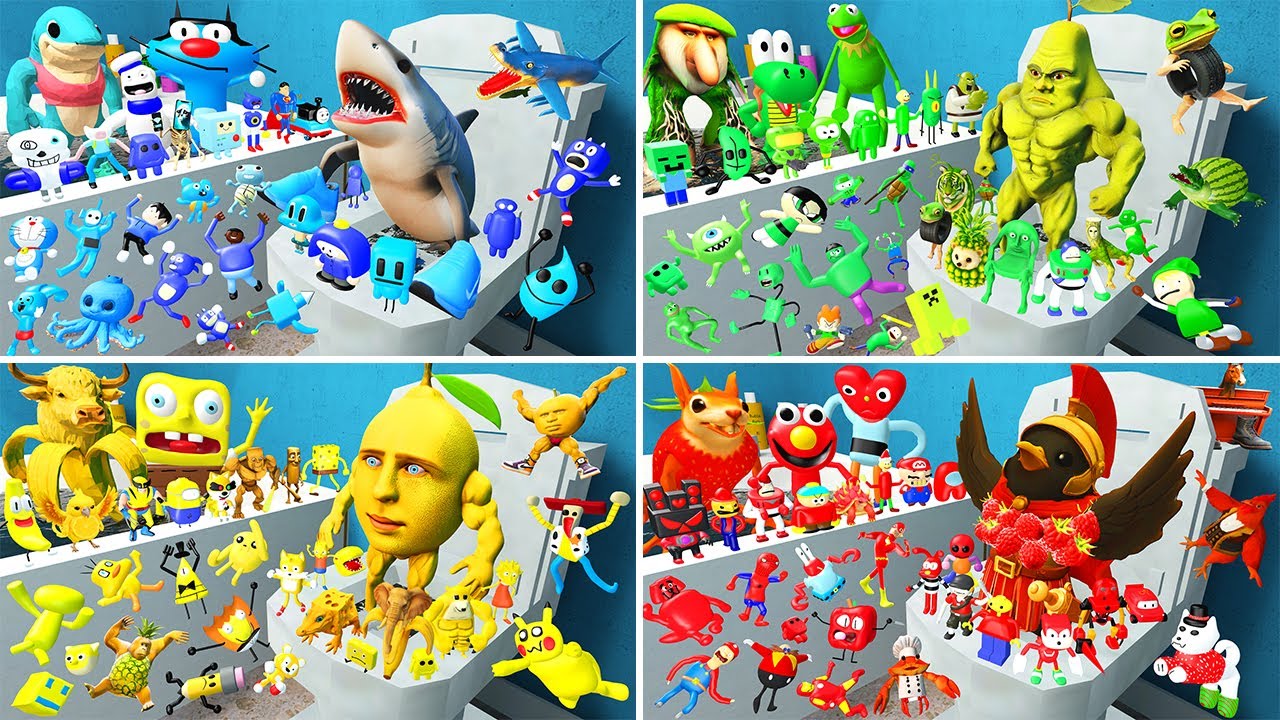 🚽 WHICH COLOR IS STRONGER? BRAINROT ANIMALS VS 3D SANIC SPARTAN KICKING | TOILET in Garry's Mod!