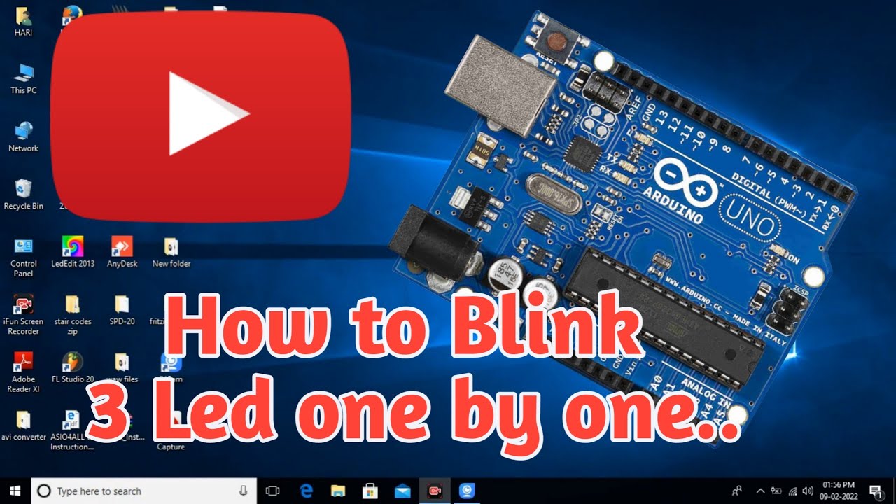 How to blink 3 LED  one by one in arduino uno Tamil..
