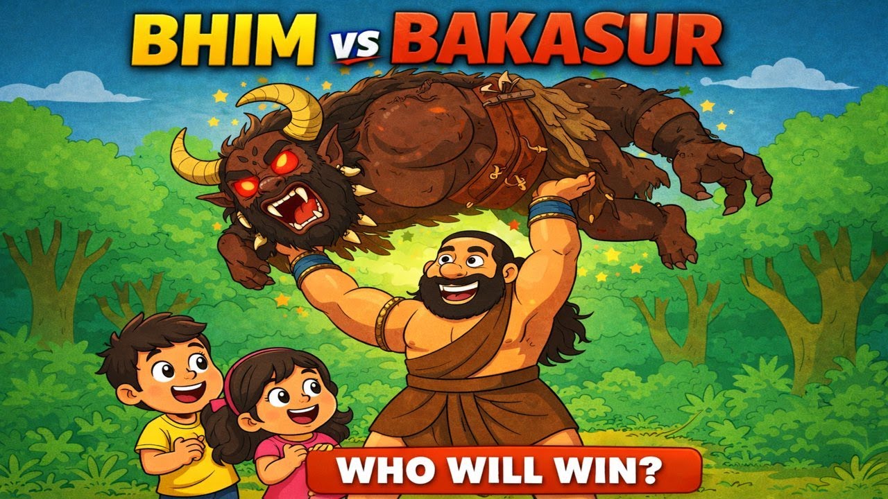 STORY OF BAKASUR & BHIM | Mahabharat kids story | Animated kids video | learning video